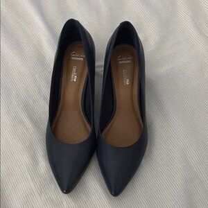 Clarks Blue Heeled Shoes Elegant Design